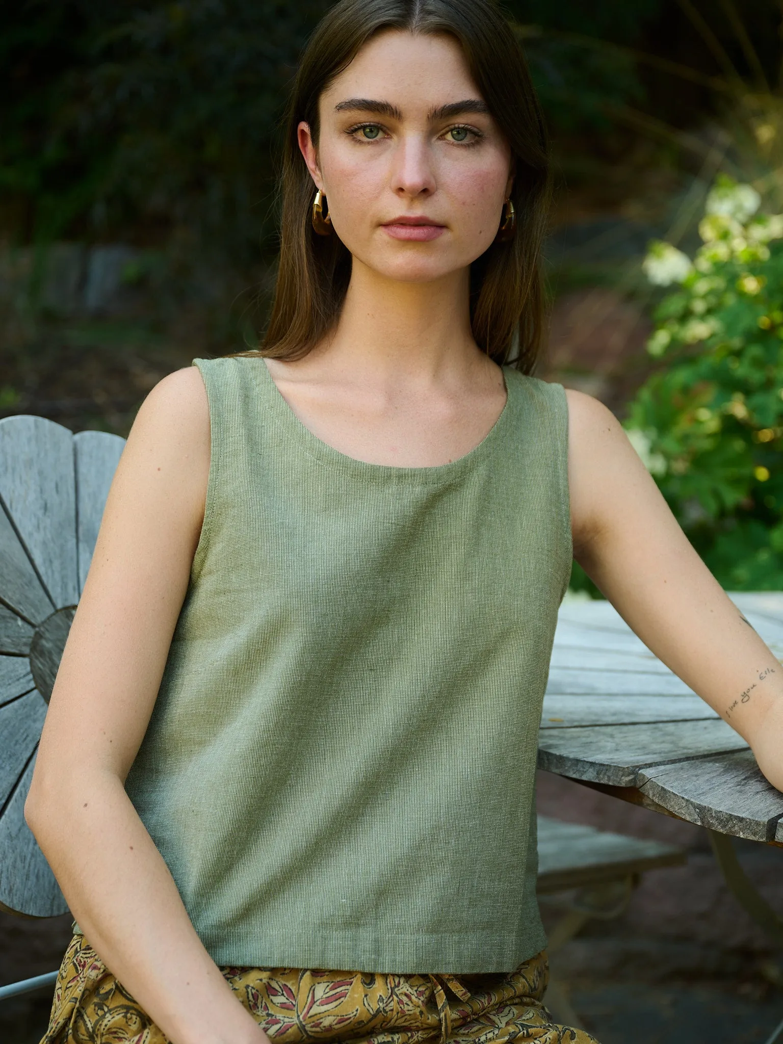 Neko Tank - Olive Chambray sold by Mata Traders product image thumbnail 5