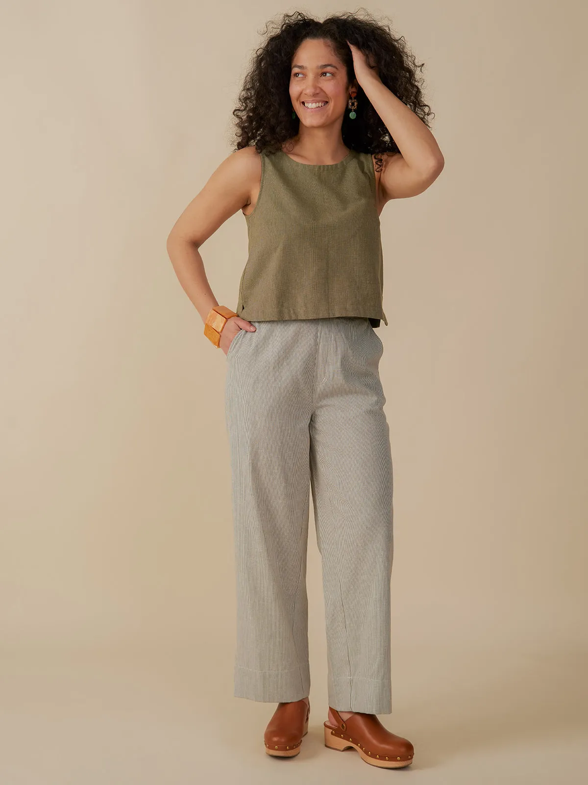 Neko Tank - Olive Chambray sold by Mata Traders product image thumbnail 3