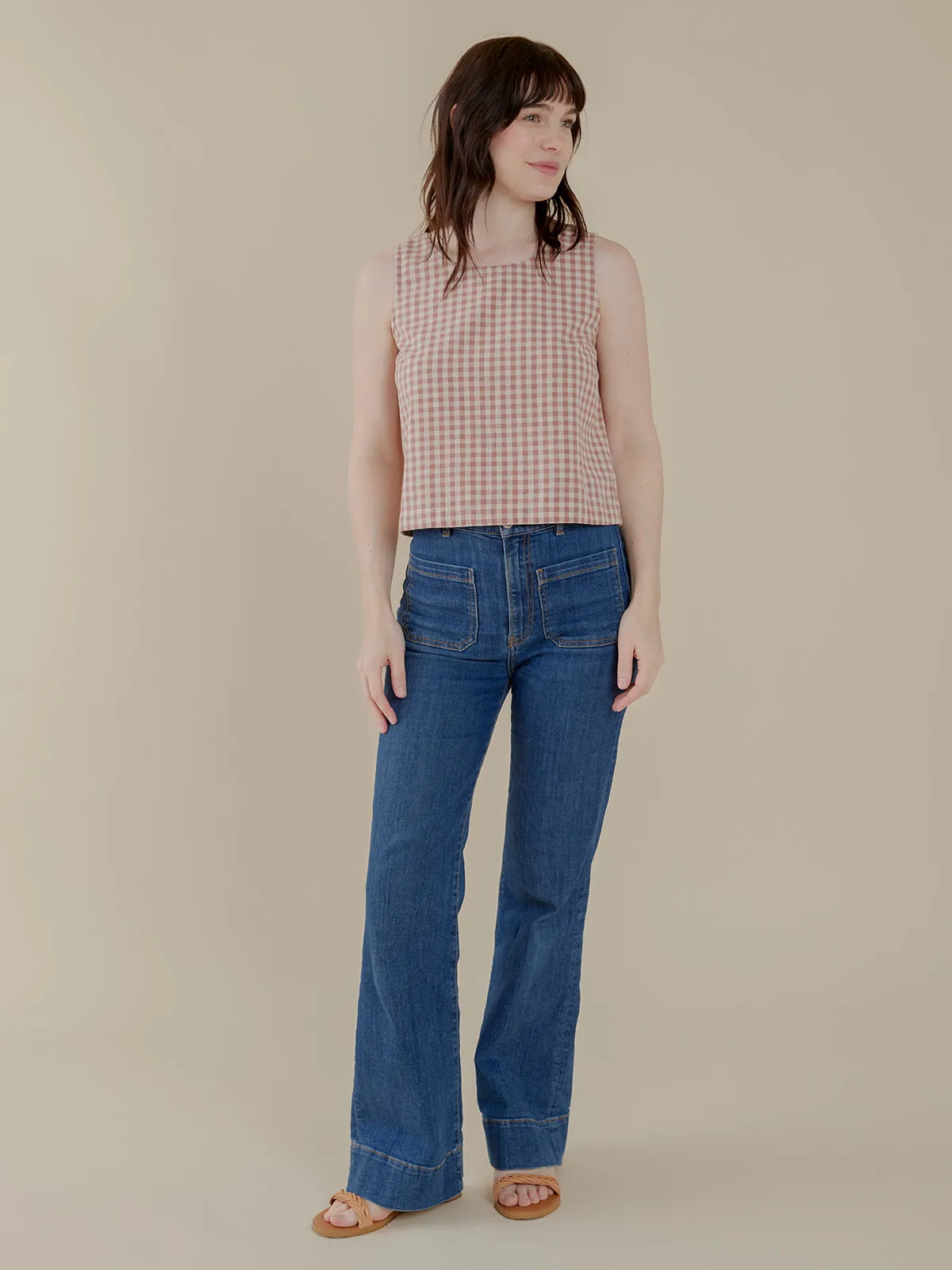 Neko Tank - Brown Gingham sold by Mata Traders product image thumbnail 2