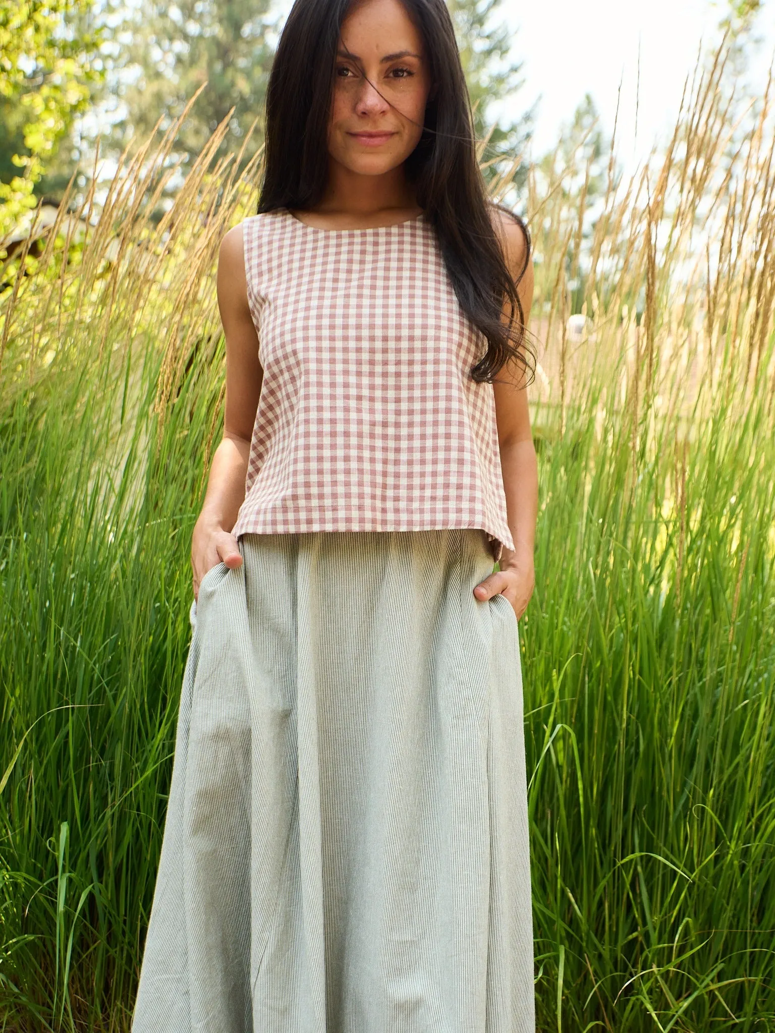 Neko Tank - Brown Gingham sold by Mata Traders product image thumbnail 3