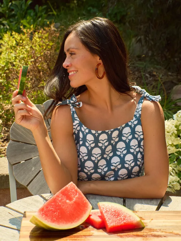 Provence Dress - Marigold Blue sold by Mata Traders