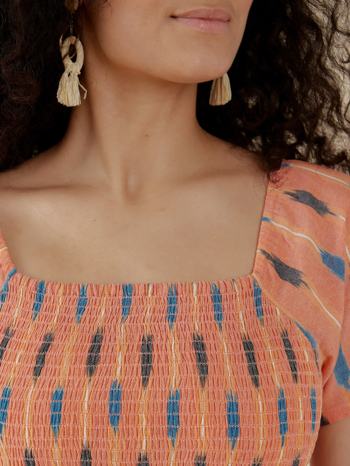 Teddy Dress - Peach Ikat sold by Mata Traders product image thumbnail 4