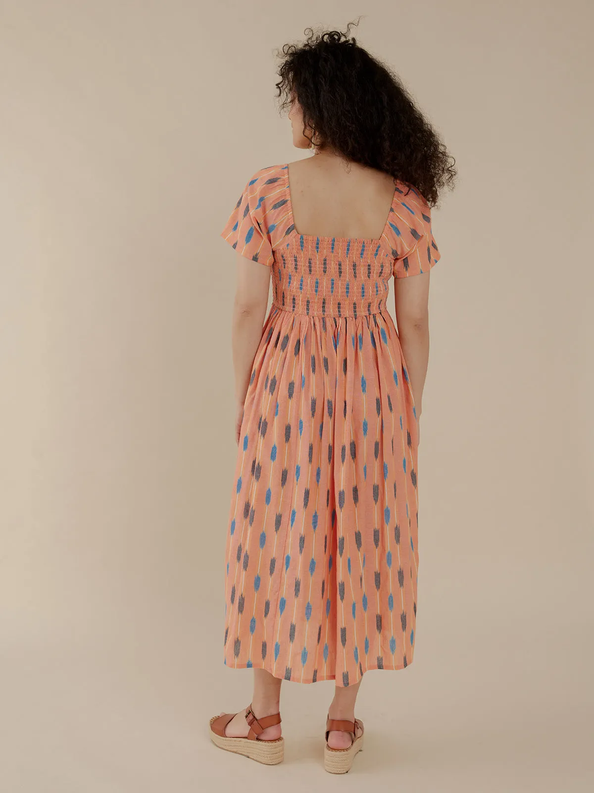 Teddy Dress - Peach Ikat sold by Mata Traders product image thumbnail 2