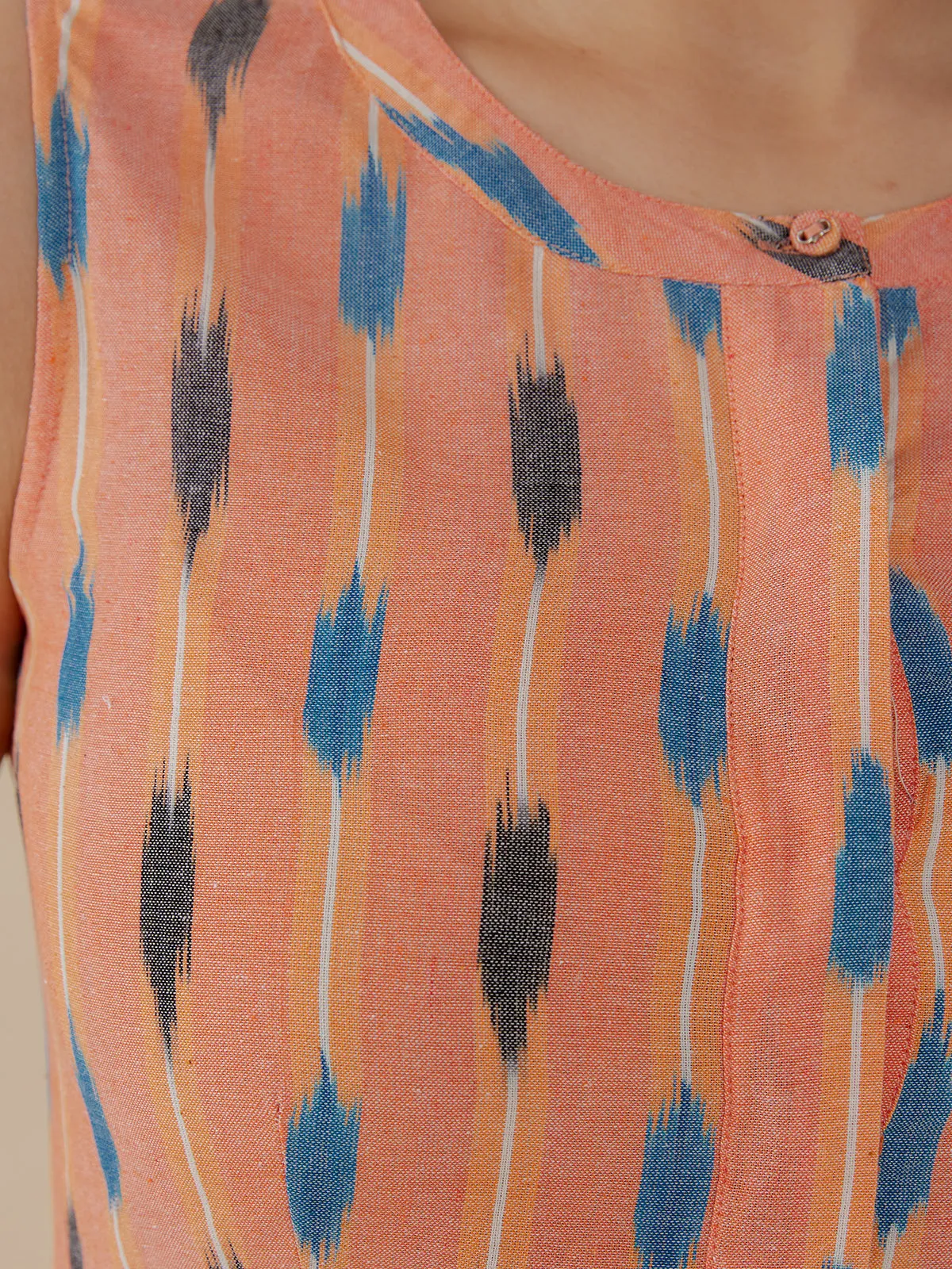 Kerala Placket Dress - Peach Ikat sold by Mata Traders product image thumbnail 2
