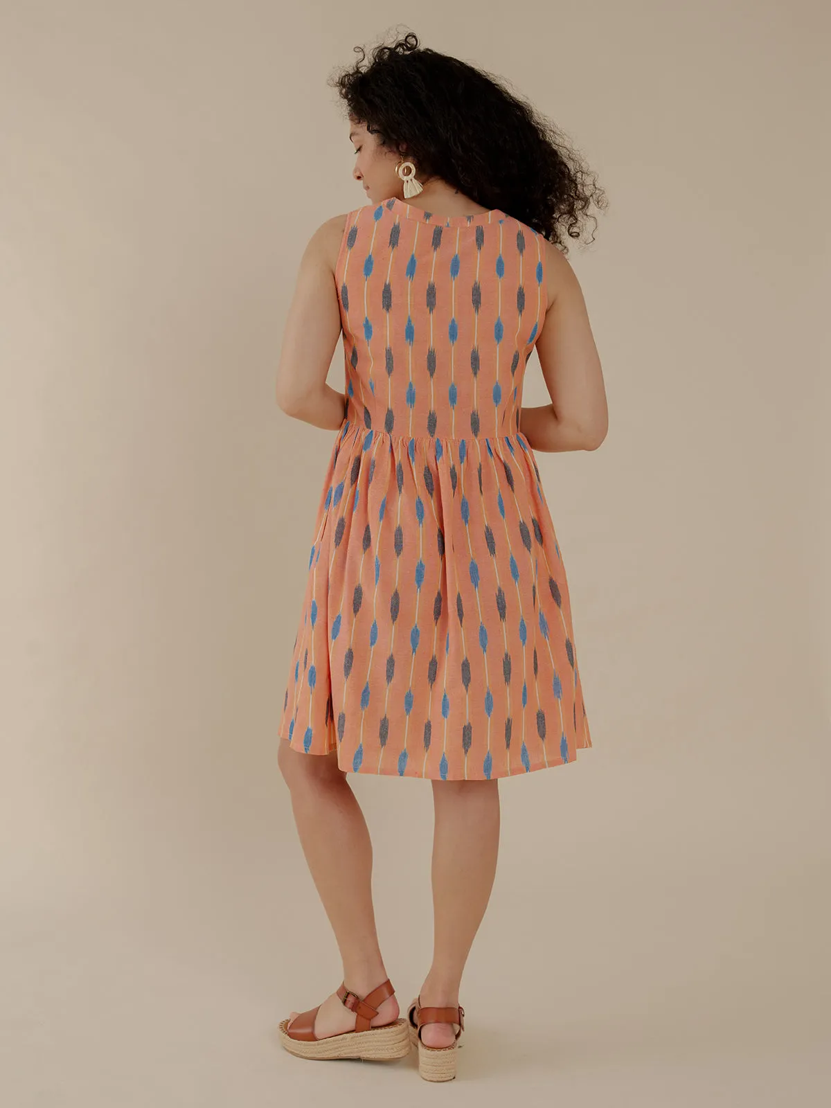 Kerala Placket Dress - Peach Ikat sold by Mata Traders product image thumbnail 4