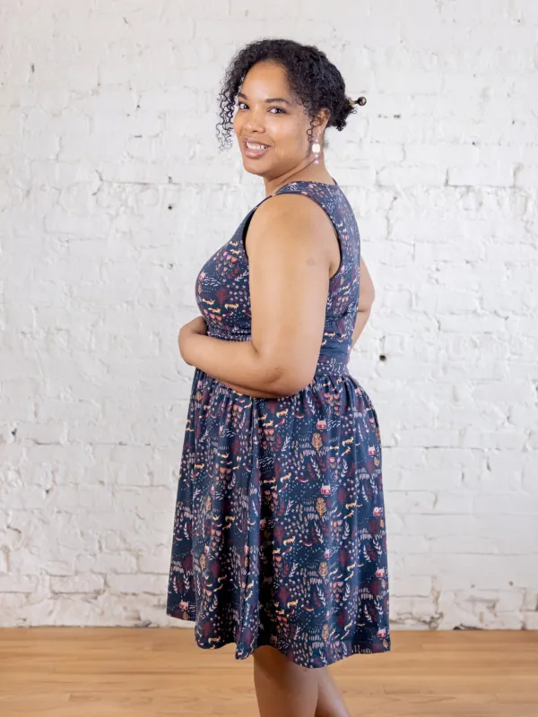 Asheville Plus Size Dress - Fox Field Blue made by Mata Traders