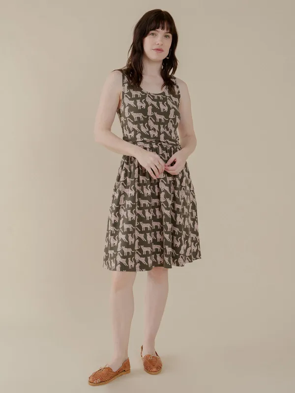 Asheville Dress - Leopard Green sold by Mata Traders