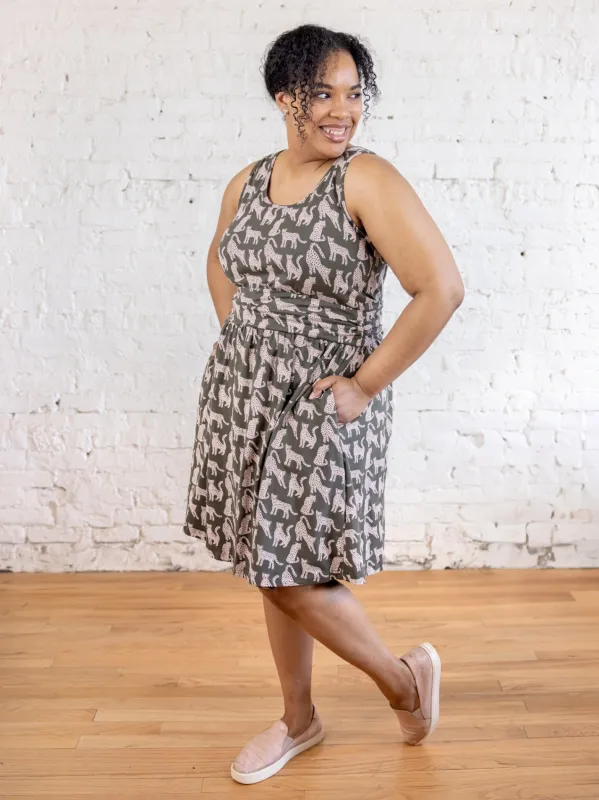 Asheville Plus Size Dress - Leopard Green sold by Mata Traders