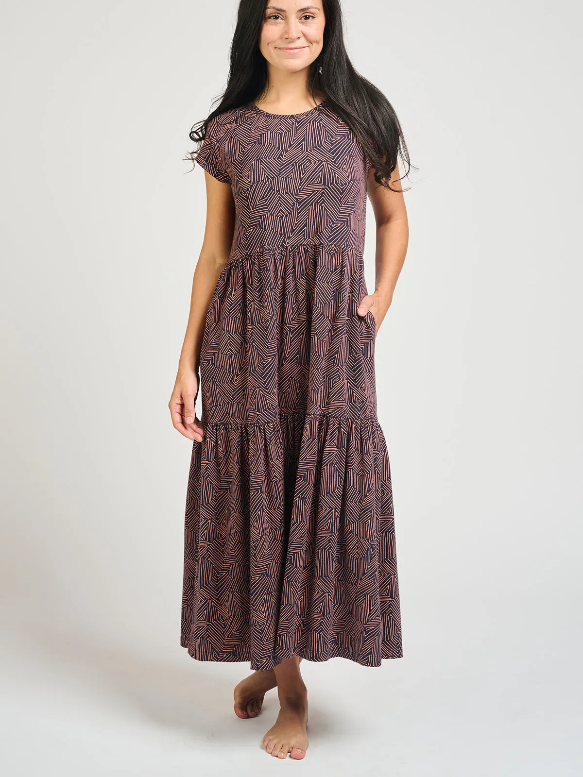 Tiered Jersey Dress - Tree Rings Blue sold by Mata Traders product image thumbnail 4