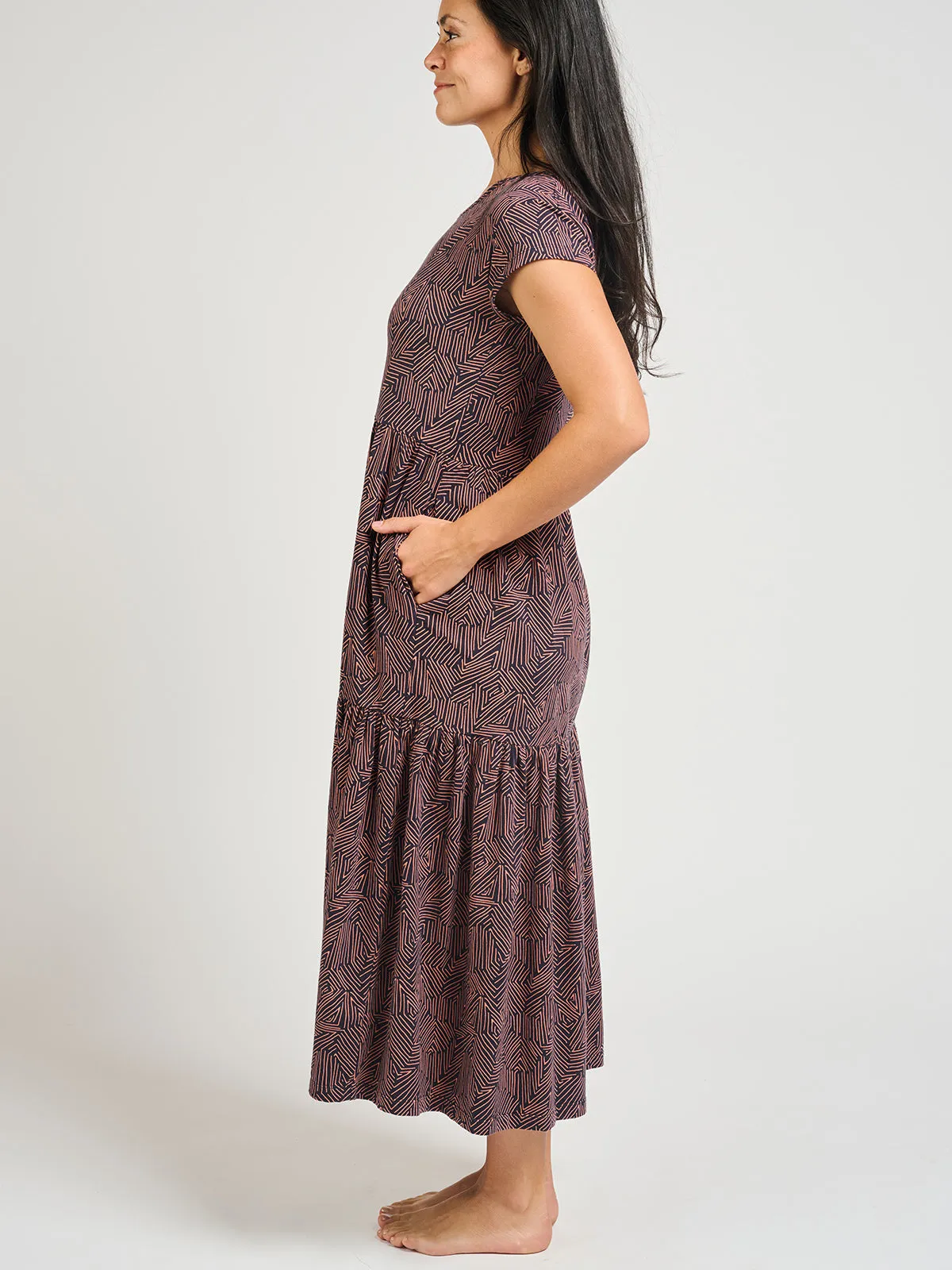 Tiered Jersey Dress - Tree Rings Blue sold by Mata Traders product image thumbnail 5