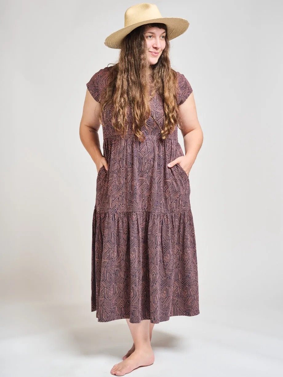 Tiered Jersey Dress - Tree Rings Blue sold by Mata Traders product image thumbnail 3