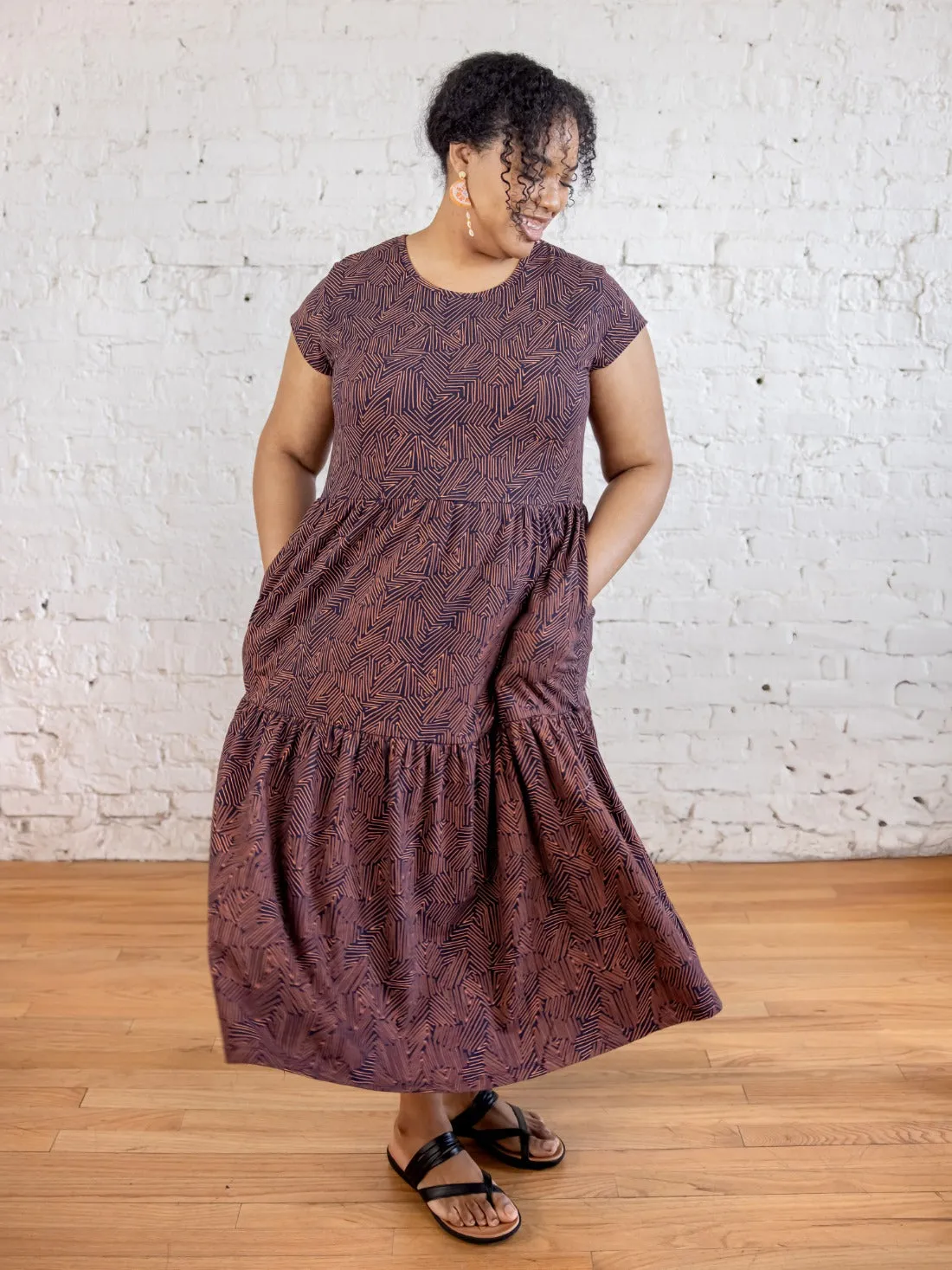 Tiered Jersey Plus Size Dress - Tree Rings Blue sold by Mata Traders product image thumbnail 2