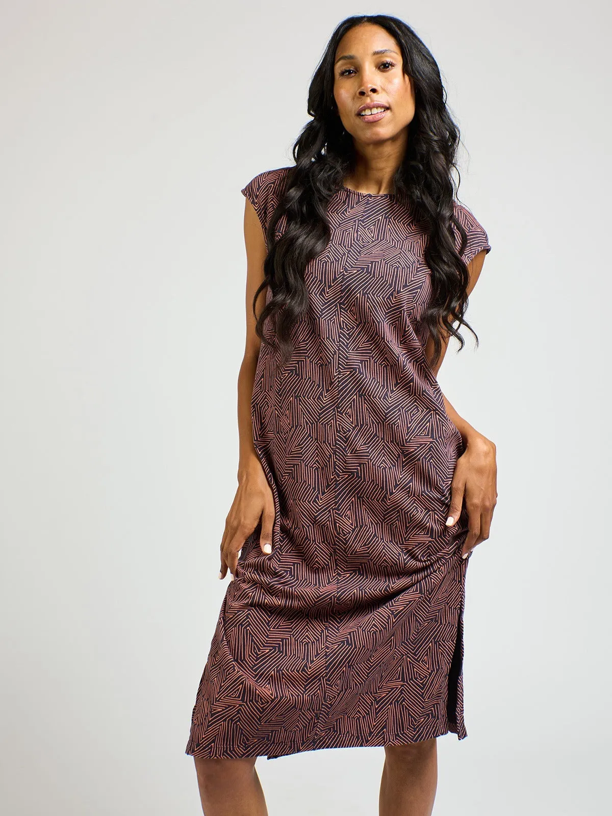 Sasha Shift Dress - Tree Rings Blue sold by Mata Traders product image thumbnail 2