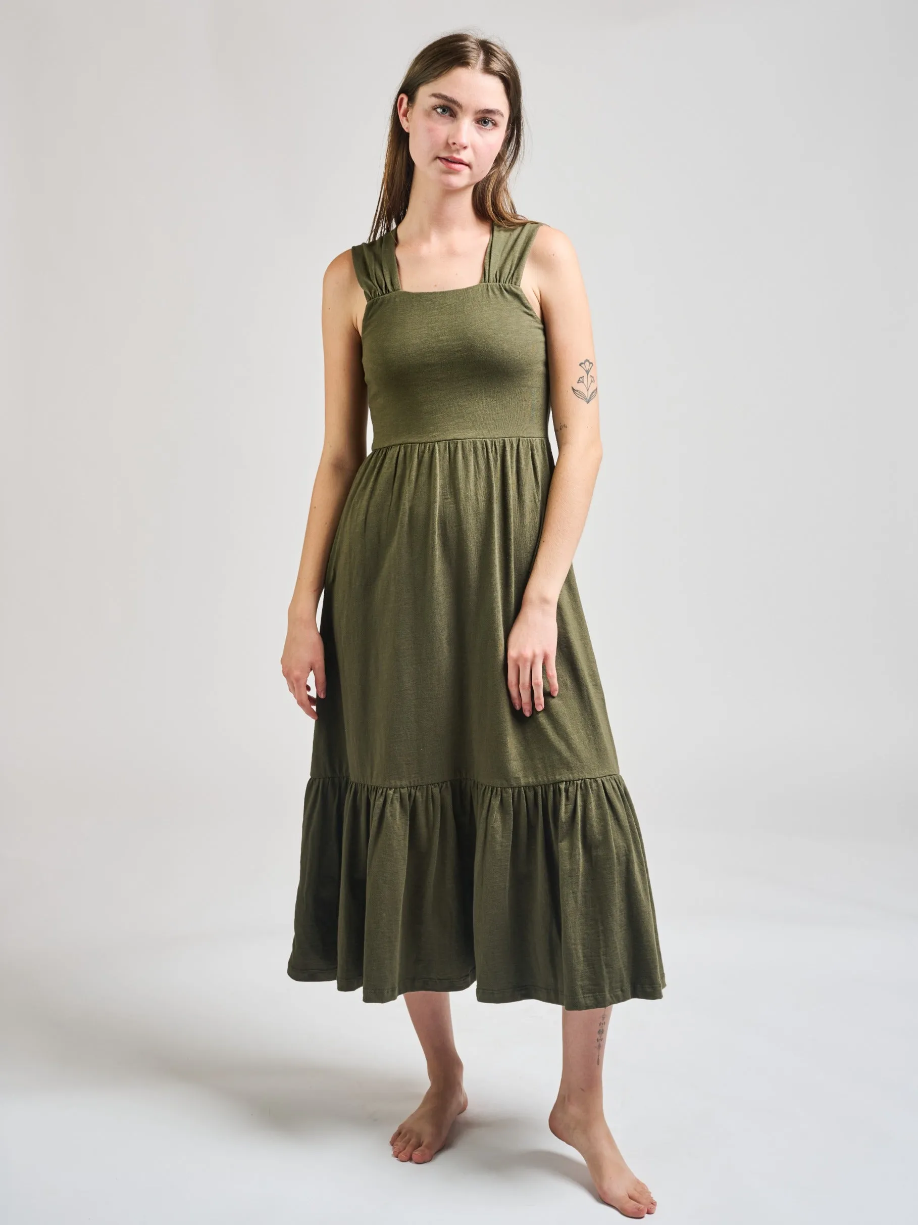 Opal Dress - Olive sold by Mata Traders