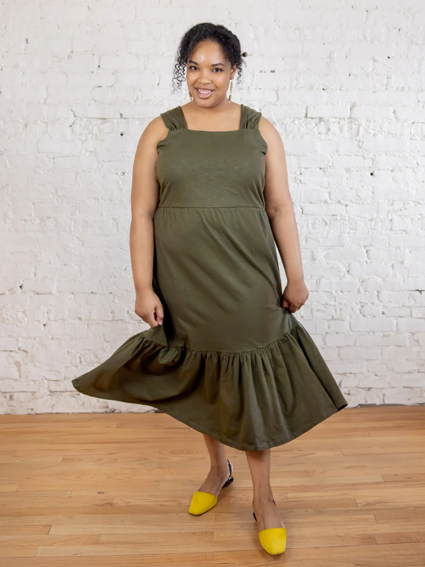 Opal Plus Size Dress - Olive sold by Mata Traders