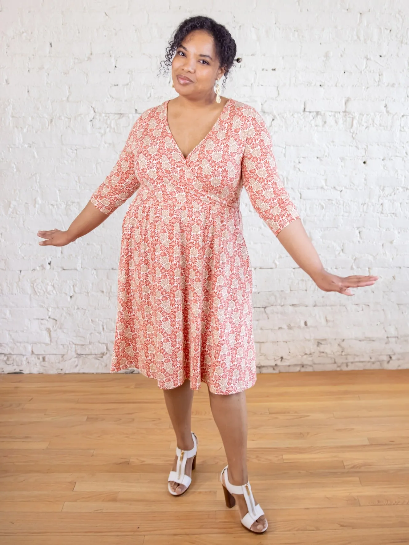 Callie 3/4 Sleeve Plus Size Wrap Dress - Matisse Vermillion sold by Mata Traders