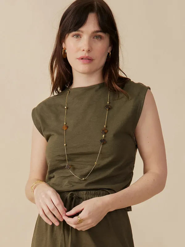 Ruched Top - Olive sold by Mata Traders