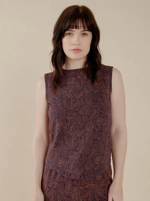 Millie Muscle Tee - Tree Rings Blue made by Mata Traders