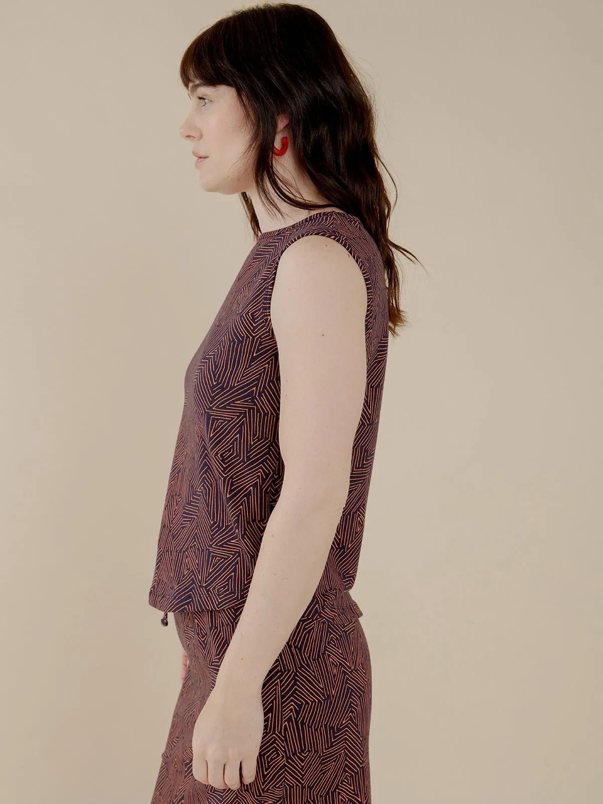 Millie Muscle Tee - Tree Rings Blue sold by Mata Traders product image thumbnail 3