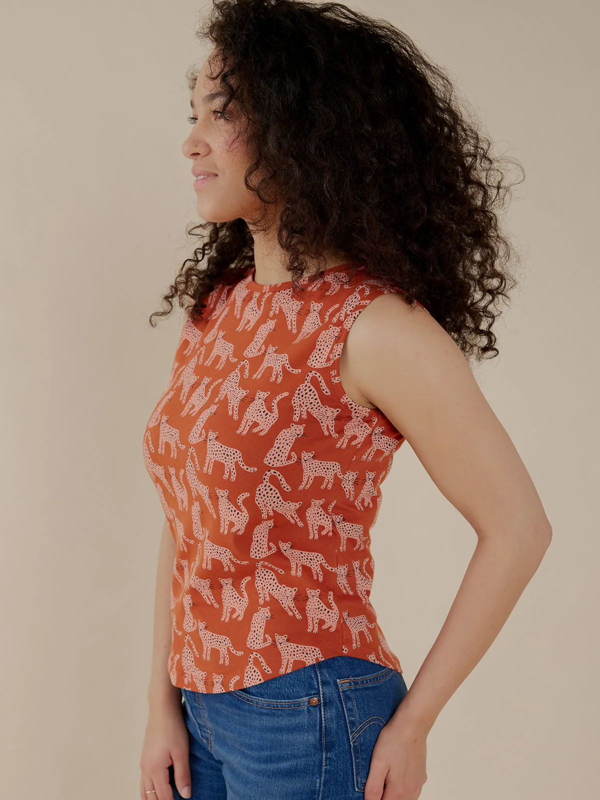 Millie Muscle Tee - Leopard Sienna sold by Mata Traders product image thumbnail 4