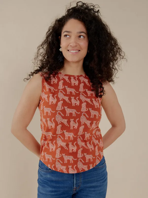 Millie Muscle Tee - Leopard Sienna made by Mata Traders