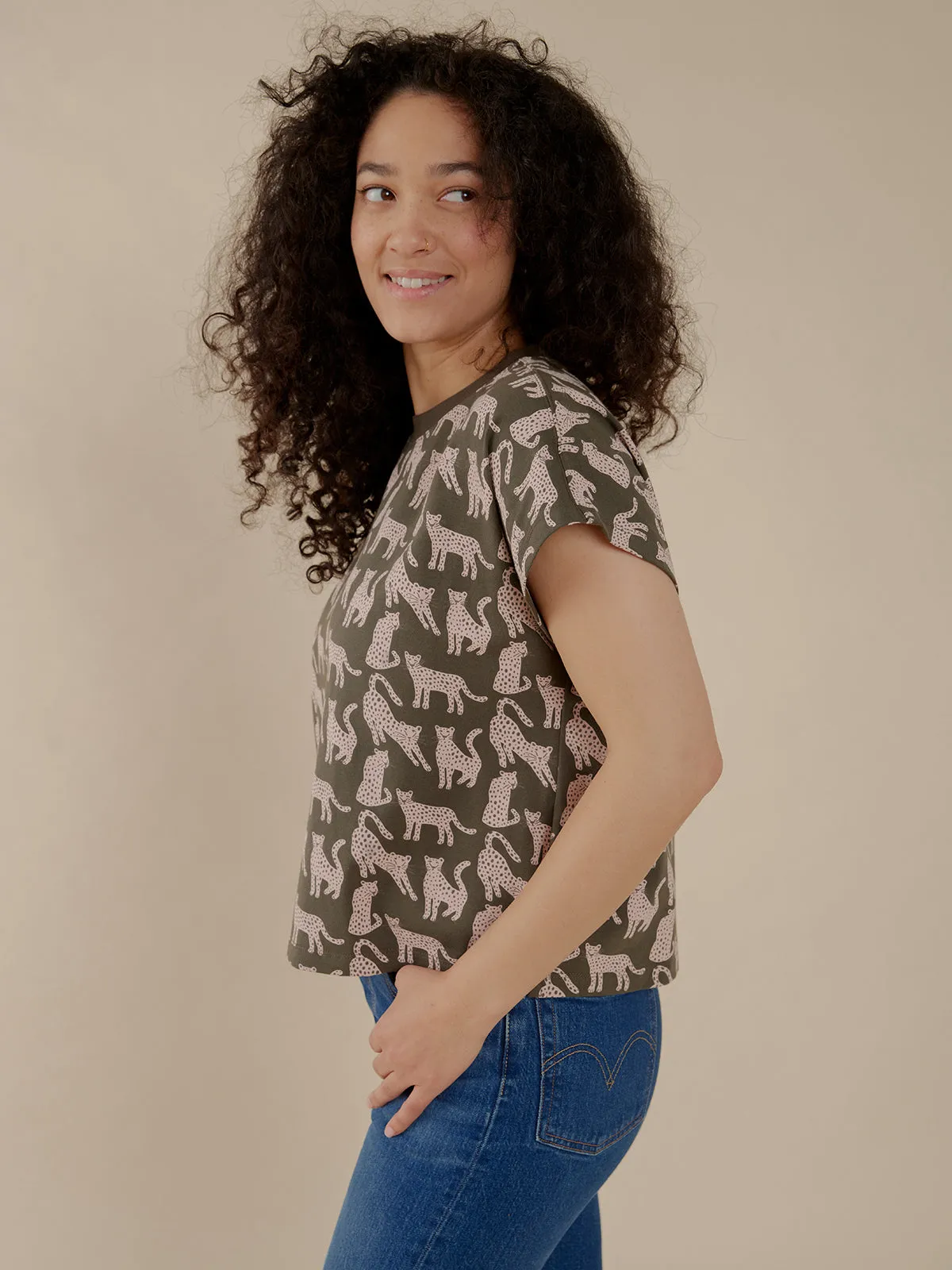 Caitlin Top - Leopard Green sold by Mata Traders product image thumbnail 5