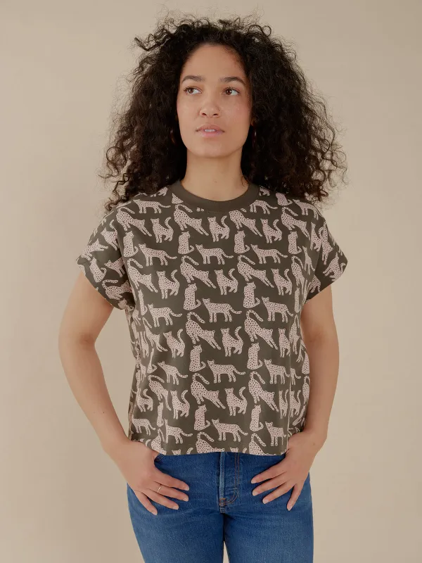 Caitlin Top - Leopard Green sold by Mata Traders