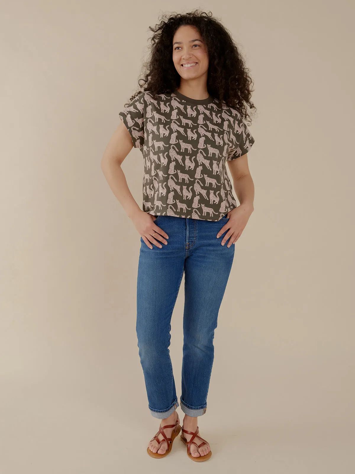 Caitlin Top - Leopard Green sold by Mata Traders product image thumbnail 4