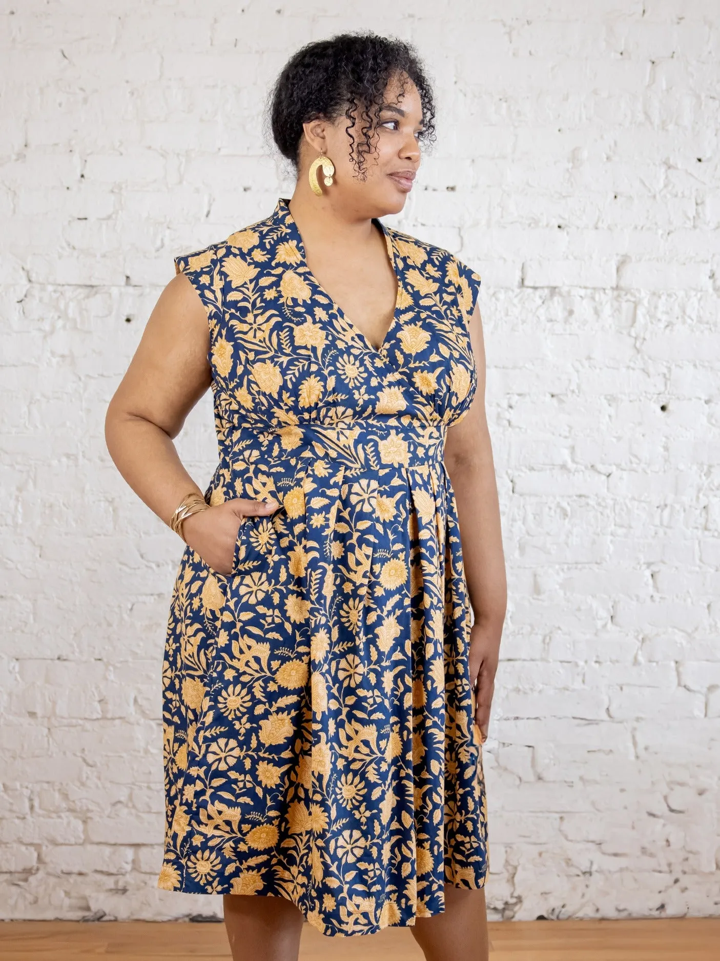 Lucille Plus Size Dress - Navy Botanical sold by Mata Traders product image thumbnail 4