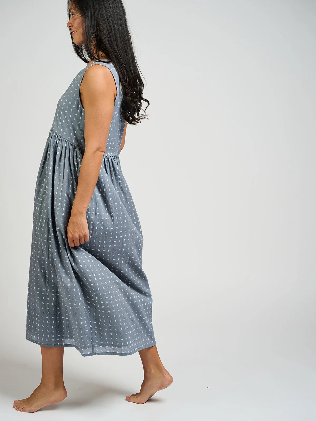 Olivia Dress - Slate Blue Dots sold by Mata Traders product image thumbnail 4