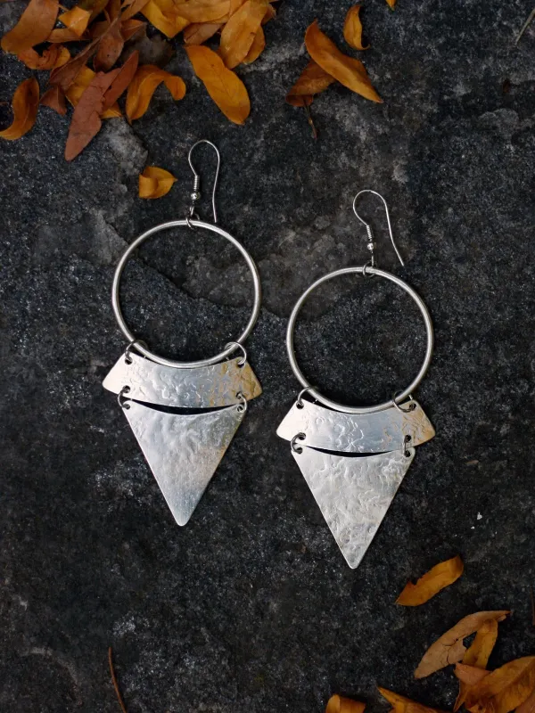 Stacked Sunra Earrings Silver sold by Mata Traders