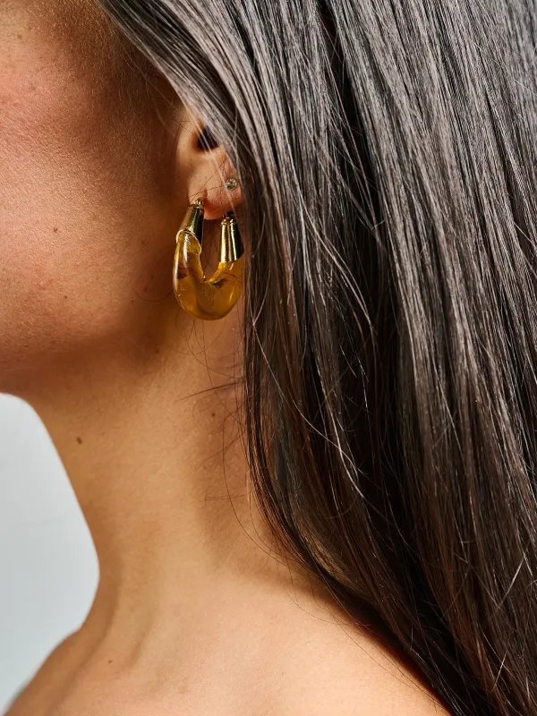 Celine Capped Earrings Amber made by Mata Traders