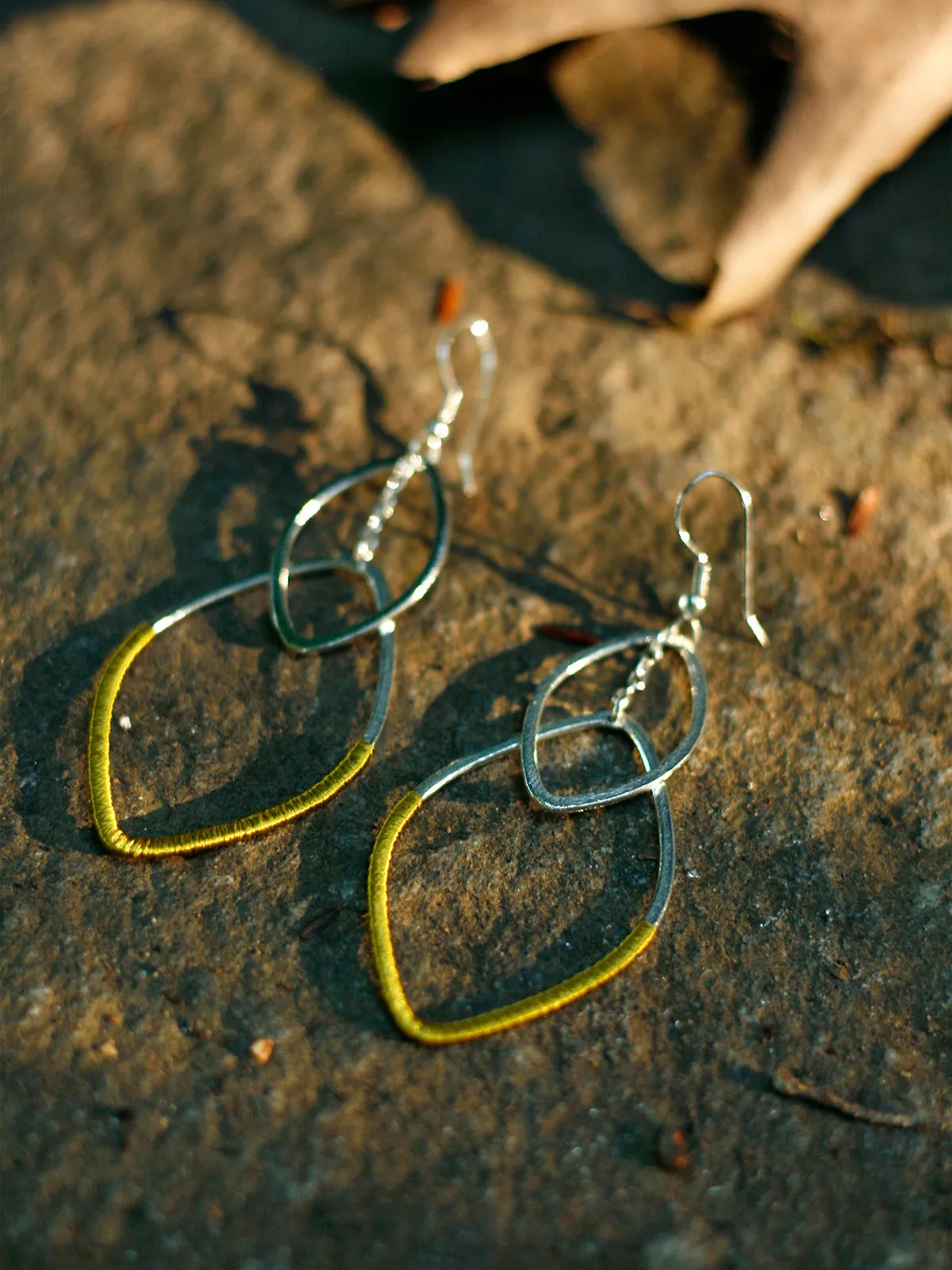 Threaded Leaf Earrings Chartreuse sold by Mata Traders product image thumbnail 3
