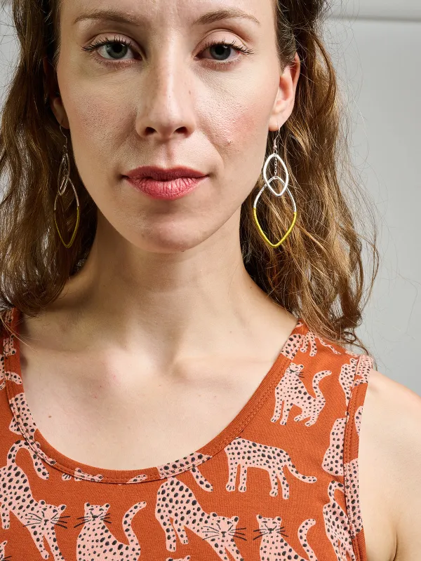 Threaded Leaf Earrings Chartreuse made by Mata Traders