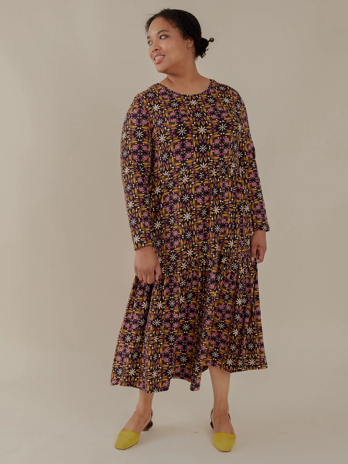 Mirah Tiered Plus Size Dress - Mauve Tile sold by Mata Traders
