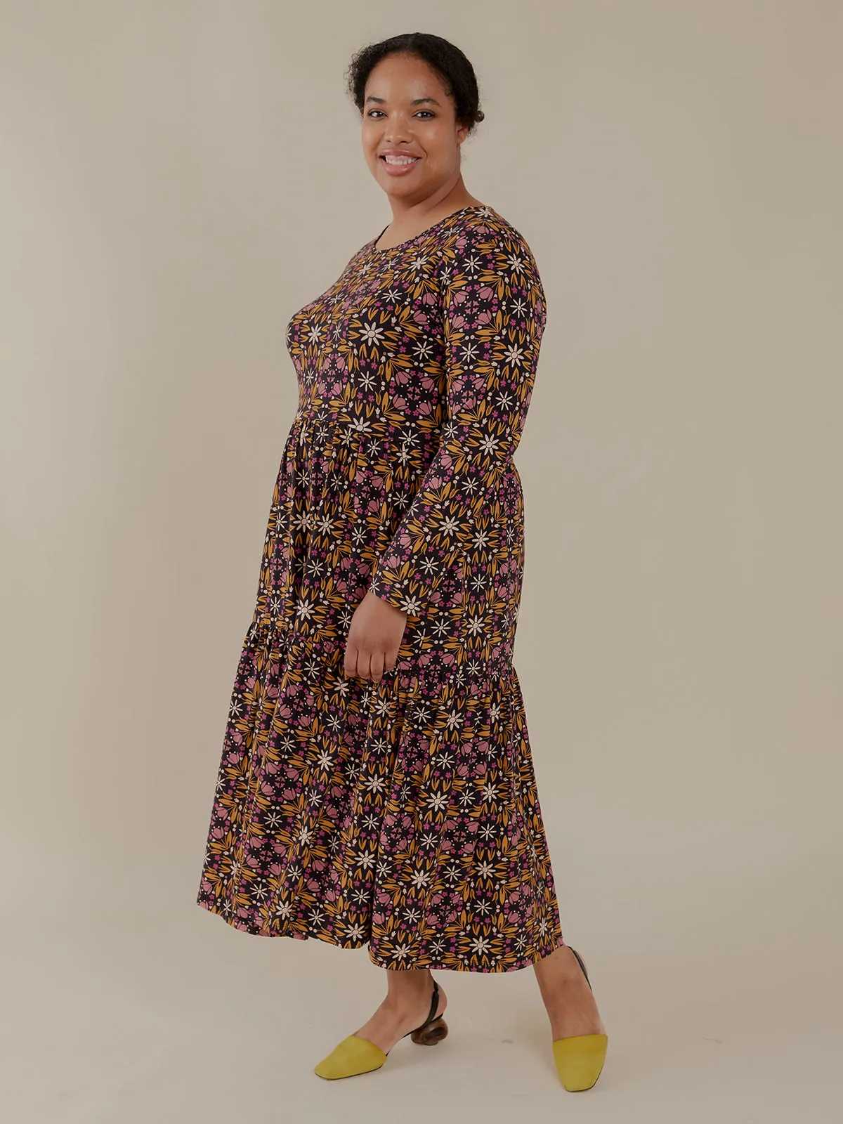 Mirah Tiered Plus Size Dress - Mauve Tile sold by Mata Traders product image thumbnail 3