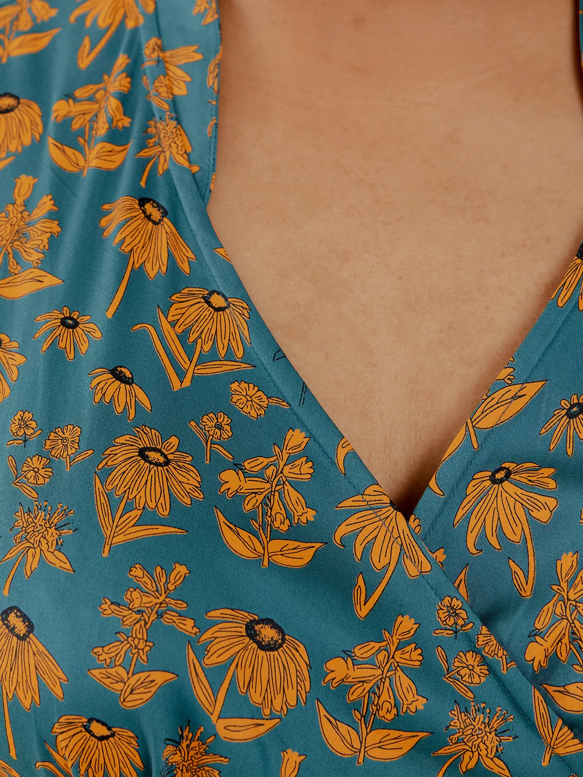 Lucille Plus Size Dress - Teal Floral sold by Mata Traders product image thumbnail 2