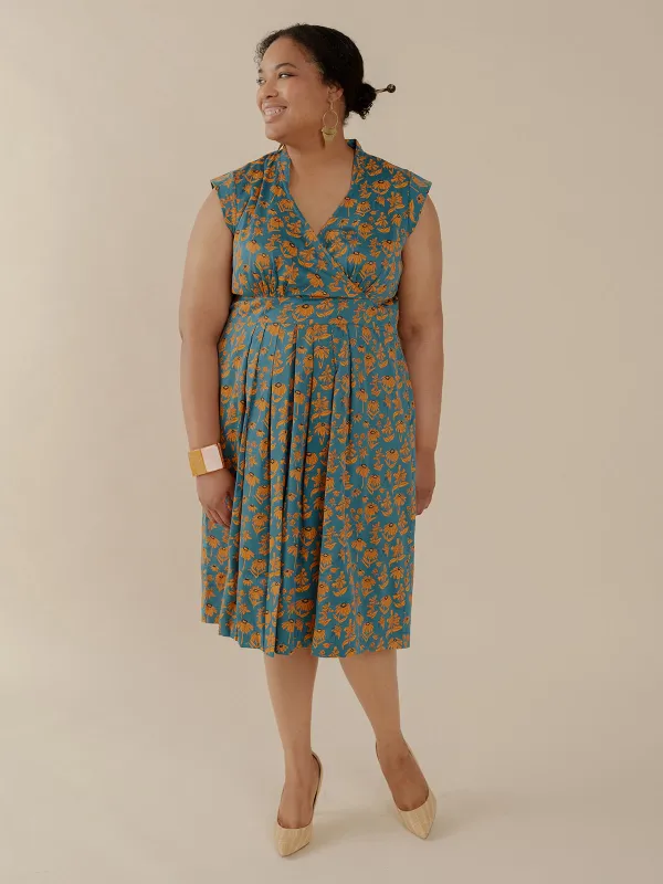 Lucille Plus Size Dress - Teal Floral made by Mata Traders
