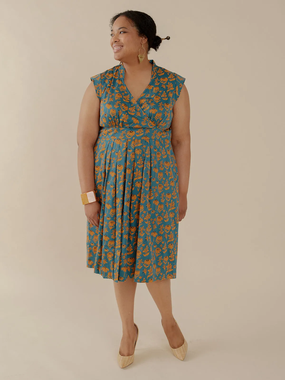 Lucille Plus Size Dress - Teal Floral sold by Mata Traders
