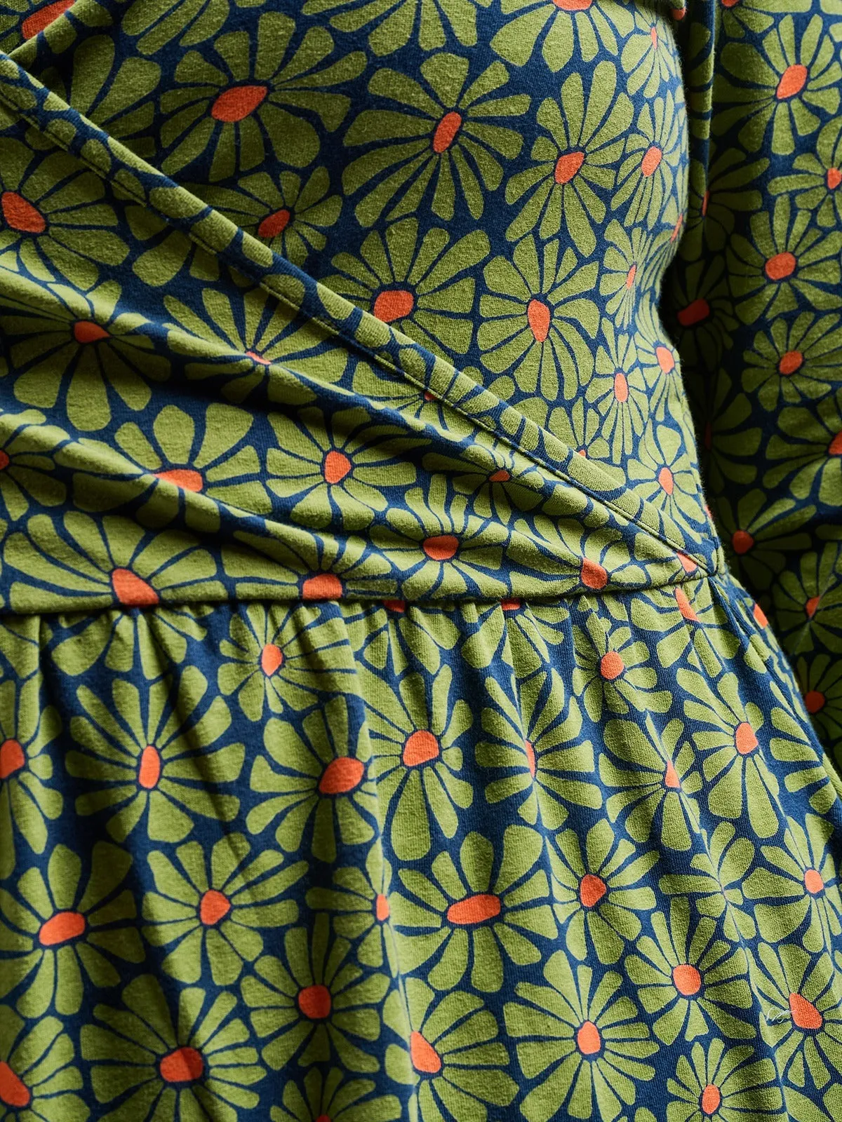 Callie 3/4 Sleeve Plus Size Wrap Dress - Olive Floral sold by Mata Traders product image thumbnail 4