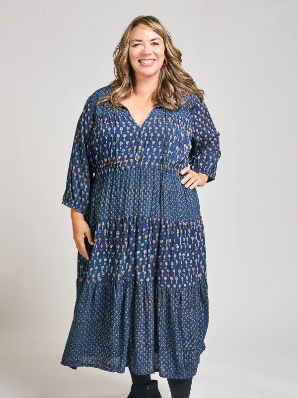 Adriana Plus Size Dress - Midnight Floral Mix sold by Mata Traders