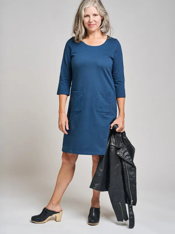 Sylvan Shift Dress - Loop Knit Blue made by Mata Traders