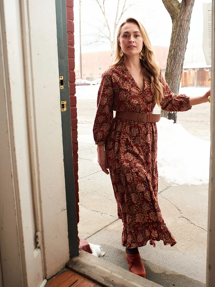 Britta Long Sleeve Tiered Dress - Red Floral sold by Mata Traders product image thumbnail 5