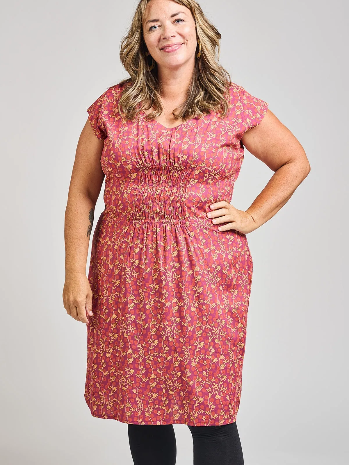 Artsy Traveler Plus Size Dress - Berry Poppy sold by Mata Traders
