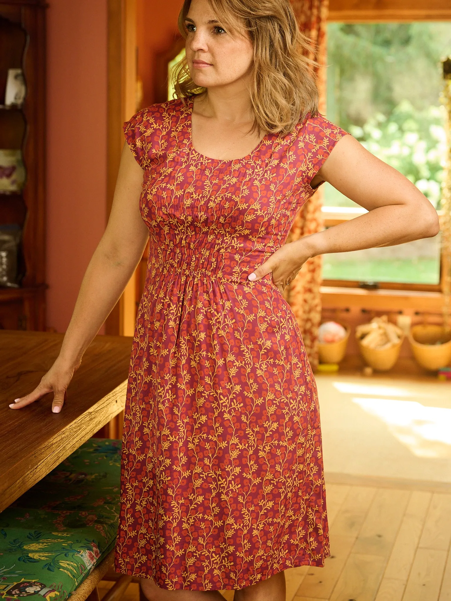 Artsy Traveler Dress - Berry Poppy sold by Mata Traders