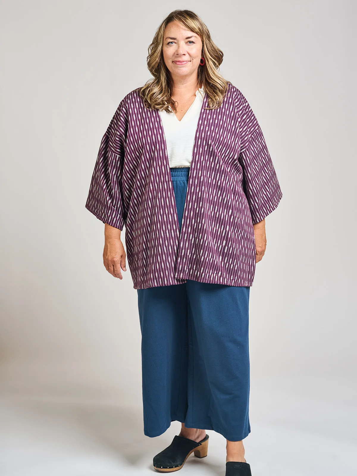 Relaxed Plus Size Jacket - Plum Ikat sold by Mata Traders