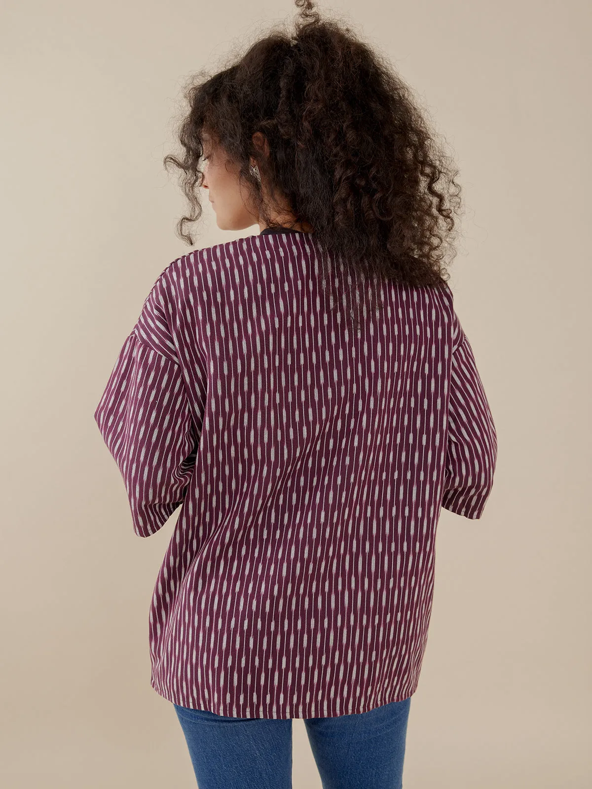 Relaxed Jacket - Plum Ikat sold by Mata Traders product image thumbnail 4