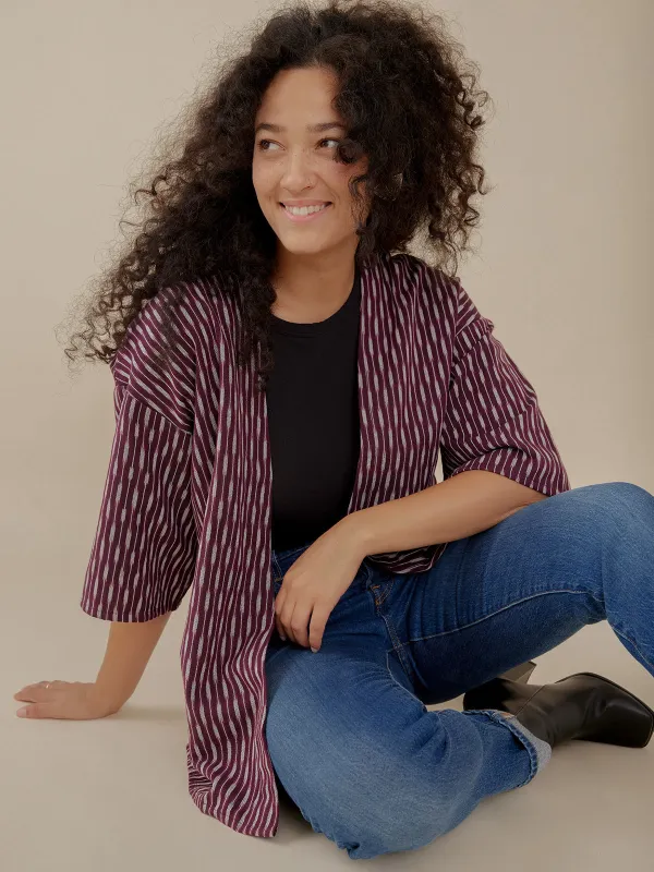 Relaxed Jacket - Plum Ikat sold by Mata Traders