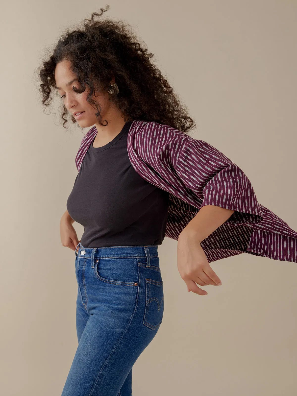 Relaxed Jacket - Plum Ikat sold by Mata Traders product image thumbnail 2