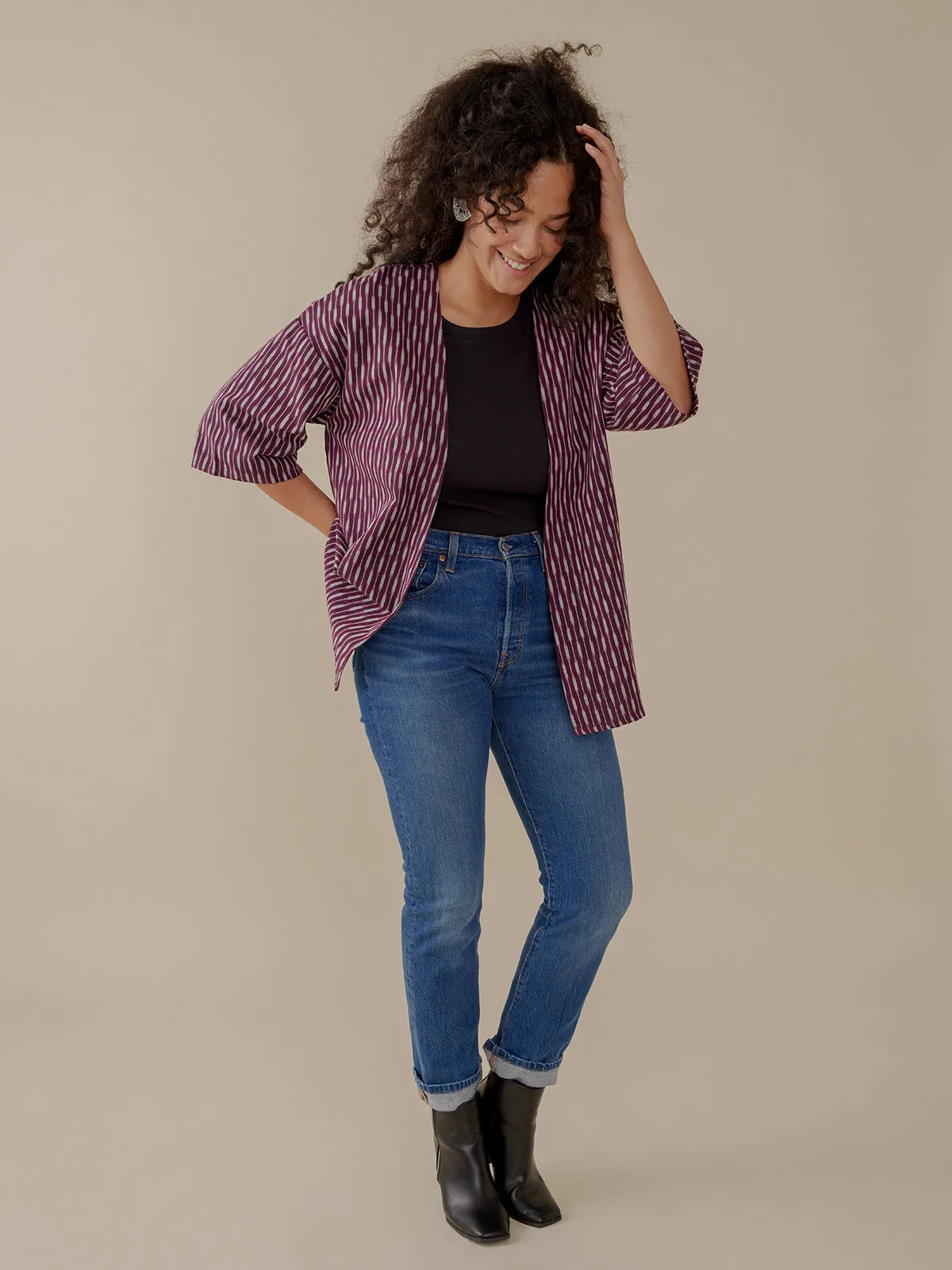 Relaxed Jacket - Plum Ikat sold by Mata Traders product image thumbnail 3